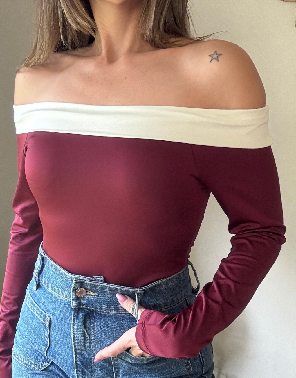 Body cuello bote bicolor Kim