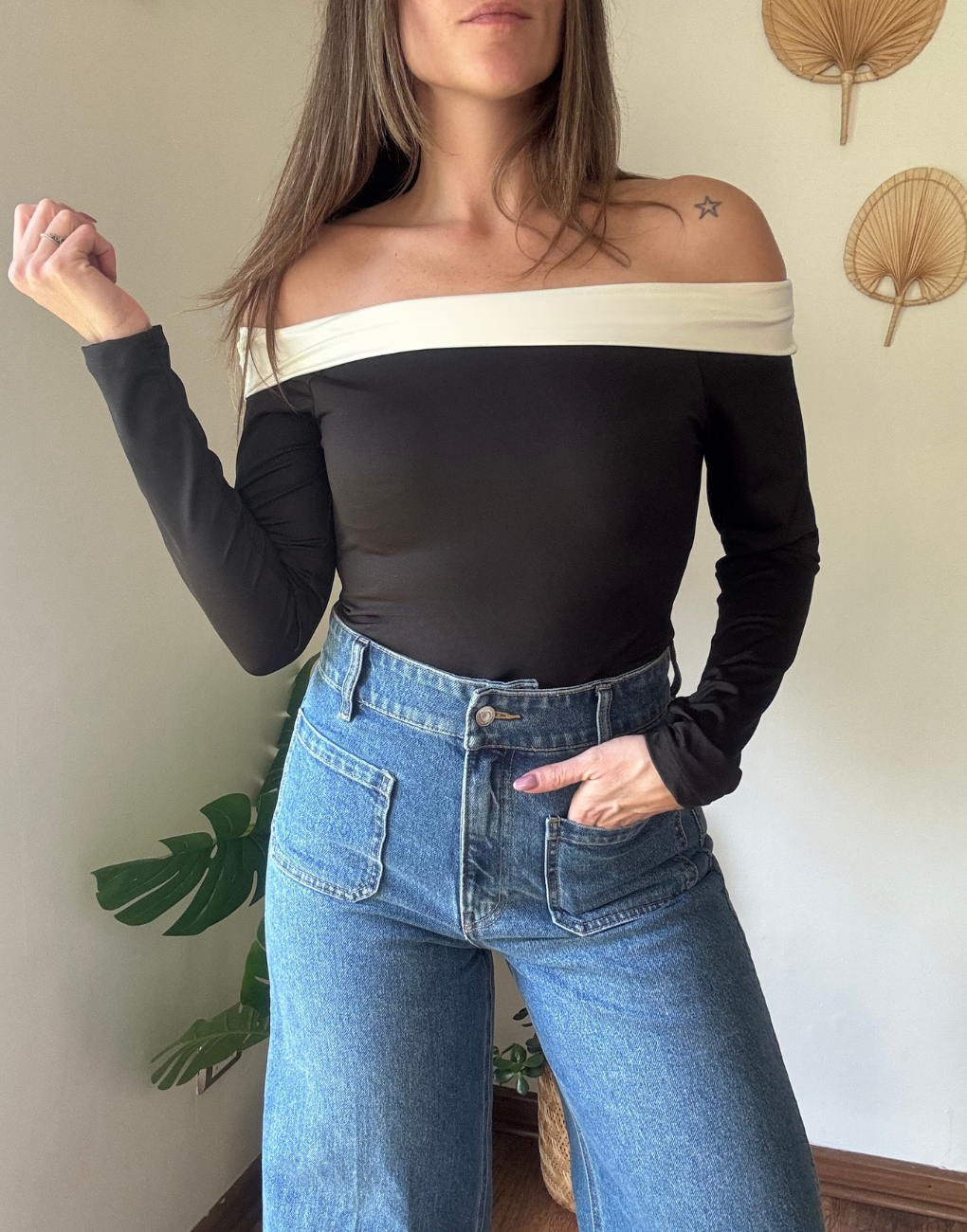 Body cuello bote bicolor Kim