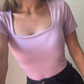 Body moldeador lila cuello cuadrado manga corta talla S