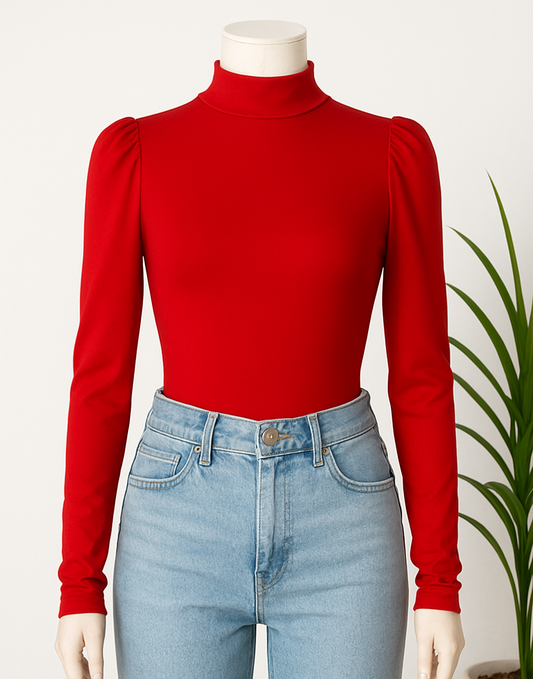 Body Claudia manga larga corte princesa cuello alto