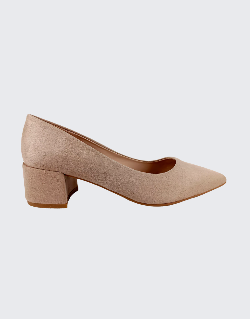 Zapato Viviana gamuza tacón grueso beige