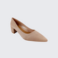 Zapato Viviana gamuza tacón grueso beige