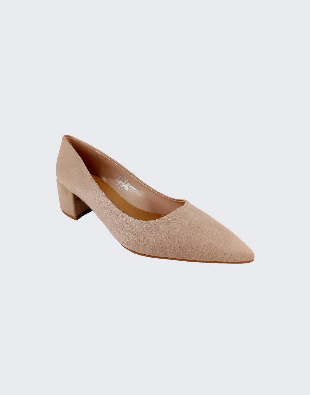 Zapato Viviana gamuza tacón grueso beige