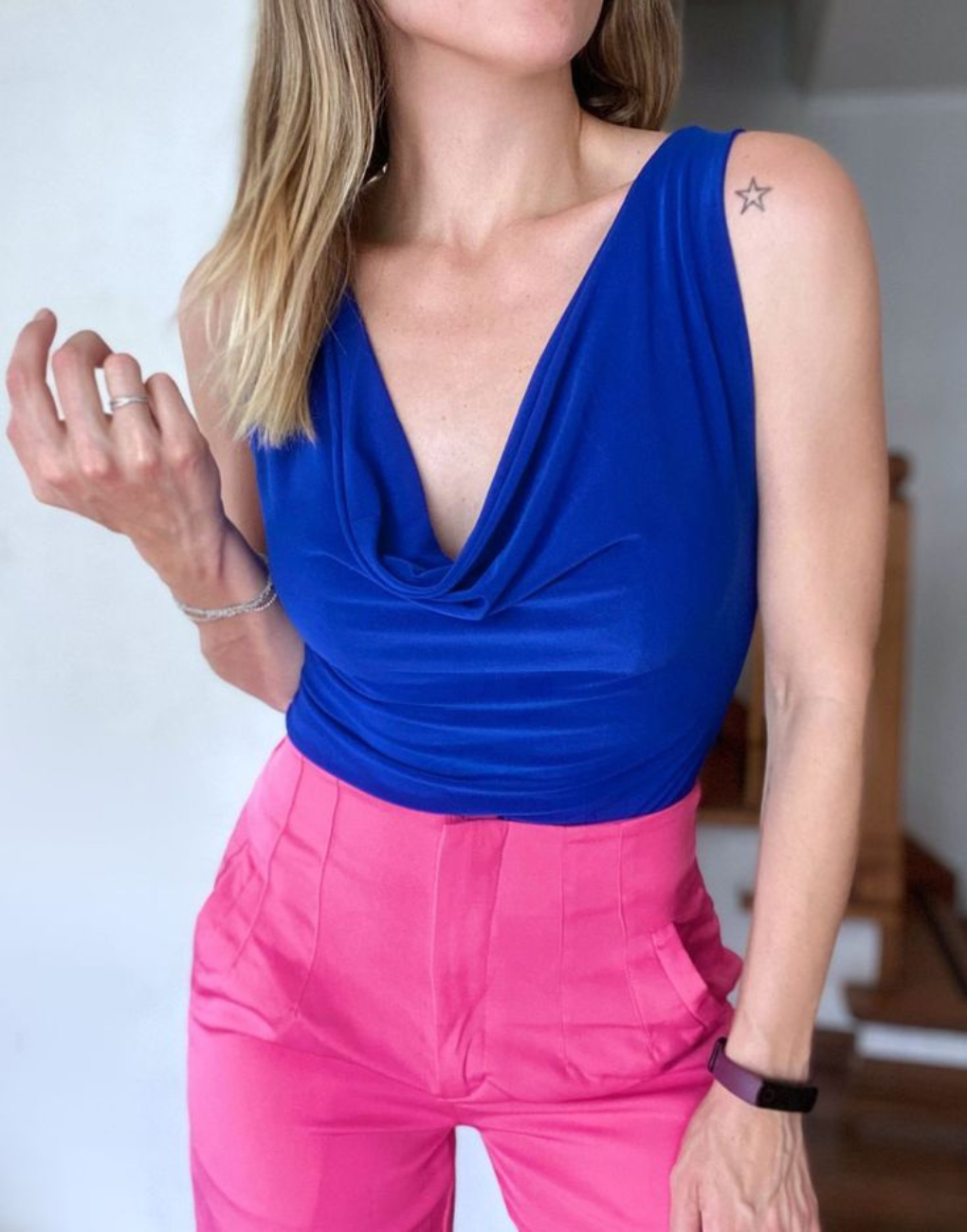 Body cuello drapeado Patricia sin mangas