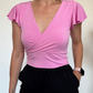 Top Ruby manga vuelitos cuello en V
