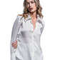 Blusa de satín Charlot blanca manga larga